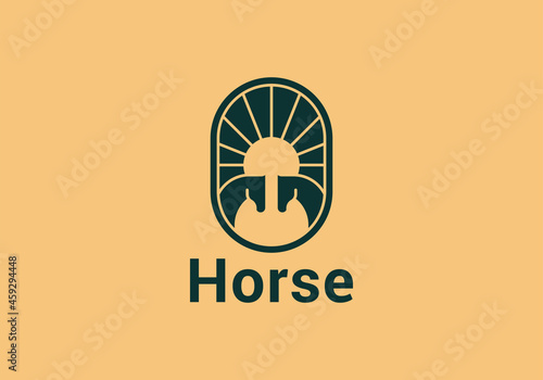 horse with Sun icon logo design elements - horse vector
