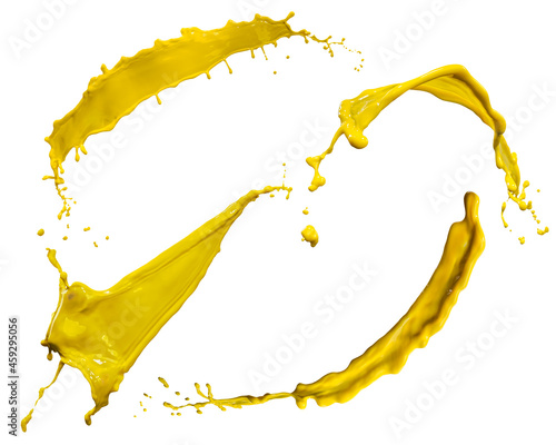 yellow paint splash isolated on white background