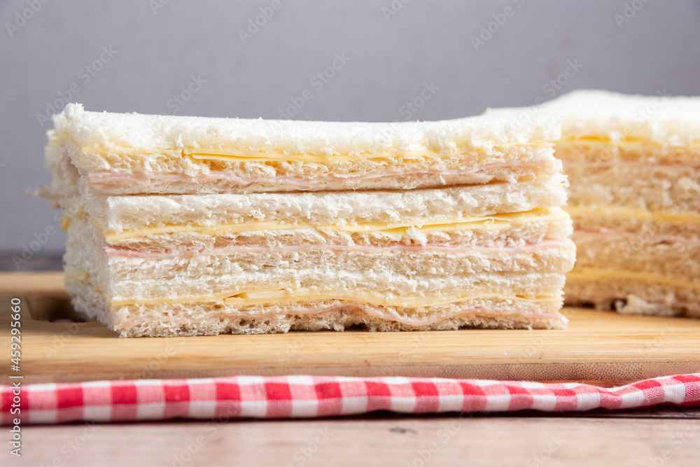sandwichs de miga de jamon y queso Stock Photo Adobe Stock