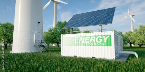 Solar panels, storage, wind turbines and clean electricity distribution. 