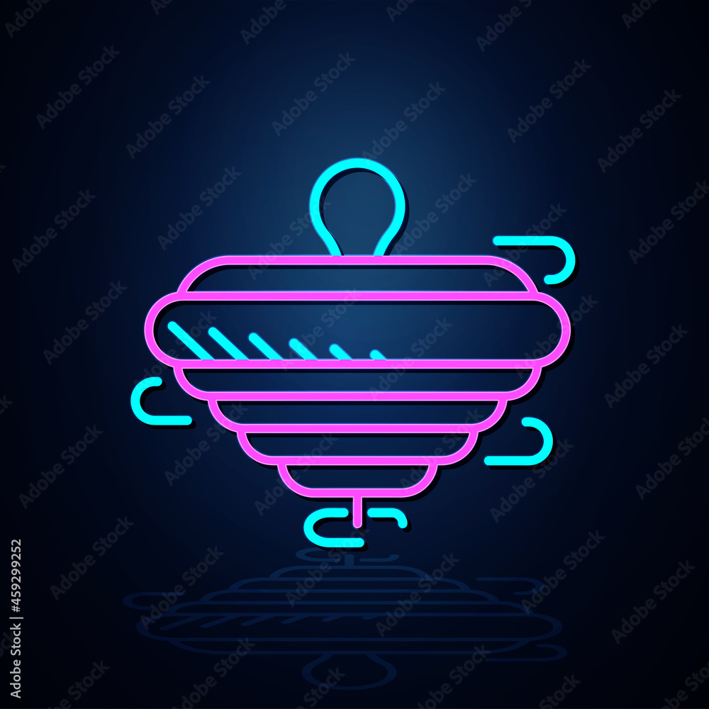 Light neon swivel toy icon looks clear. Neon swivel line icon. Fun and play light icon. Children's toy. symbol. Neon line.