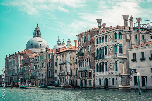 historic facade facing canal in venice