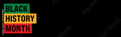 Black History Month Banner. Web Banner with Black History Month Bold Text Isolate on Black Background. Black History Month Vector Banner Design Template With Copy Space