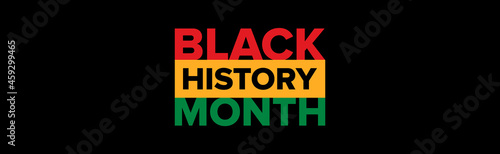 Black History Month banner with bold text on black background. Black History Month vector banner design