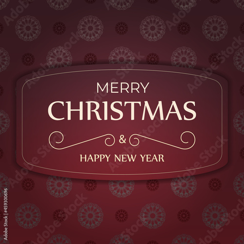 Festive Brochure Merry Christmas and Happy New Year Red color with luxury ornament