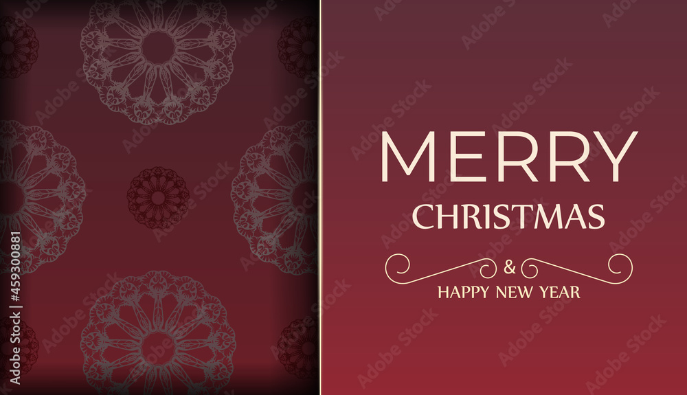 Festive Brochure Merry Christmas Red with luxury pattern