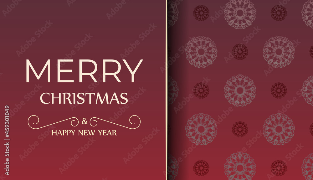 Festive Brochure Merry Christmas Red color with winter ornament