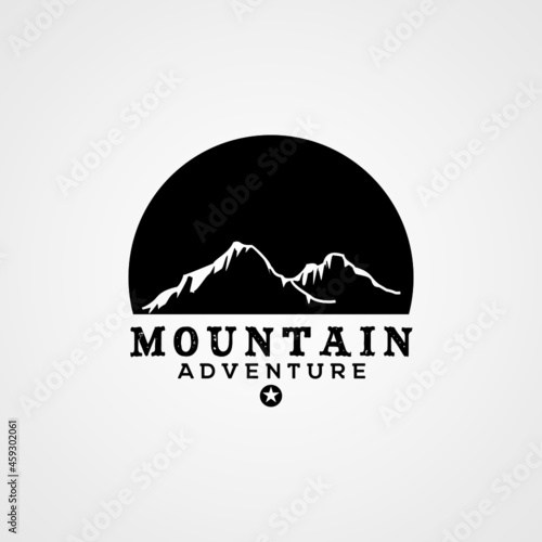 Simple Modern Mountain adventure Landscape Logo Design Vector  Rocky Ice Top Mount Peak Silhouette