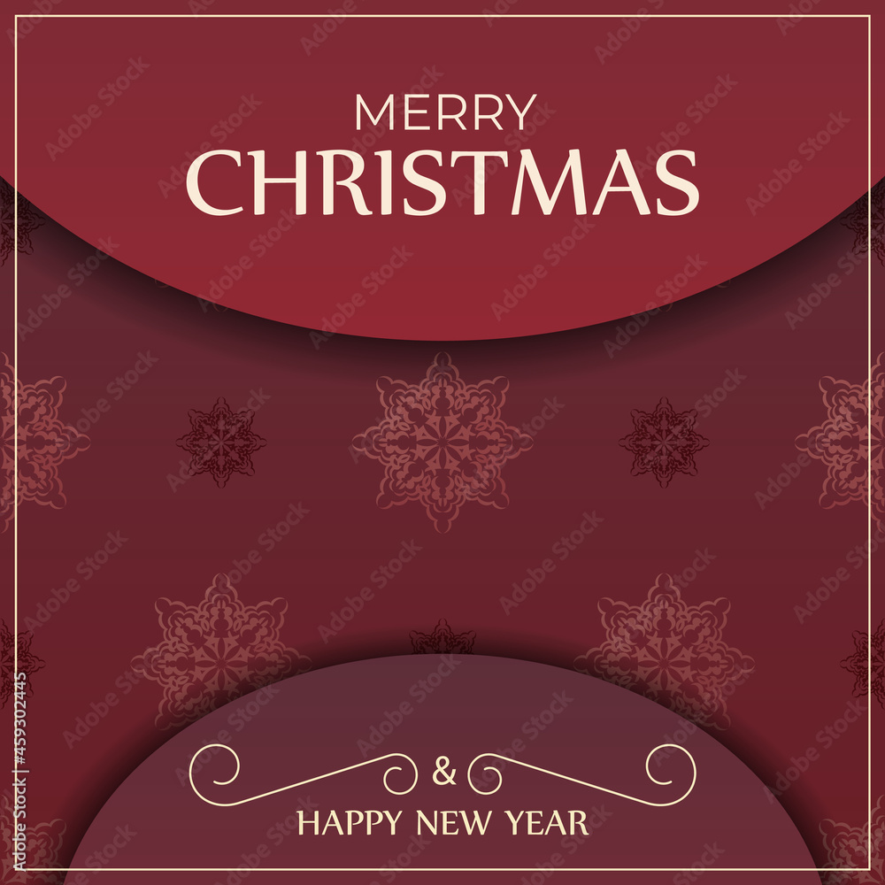Naklejka premium Happy New Year Greeting Card Template Red Color Luxury Ornament