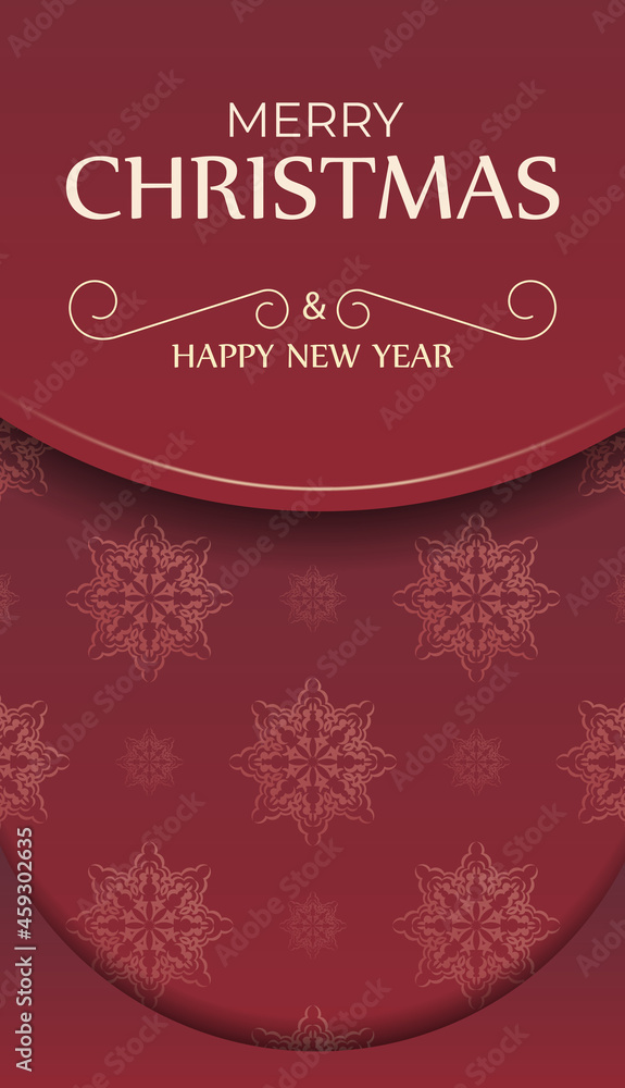 Brochure template Merry Christmas and Happy New Year Red color with vintage ornament