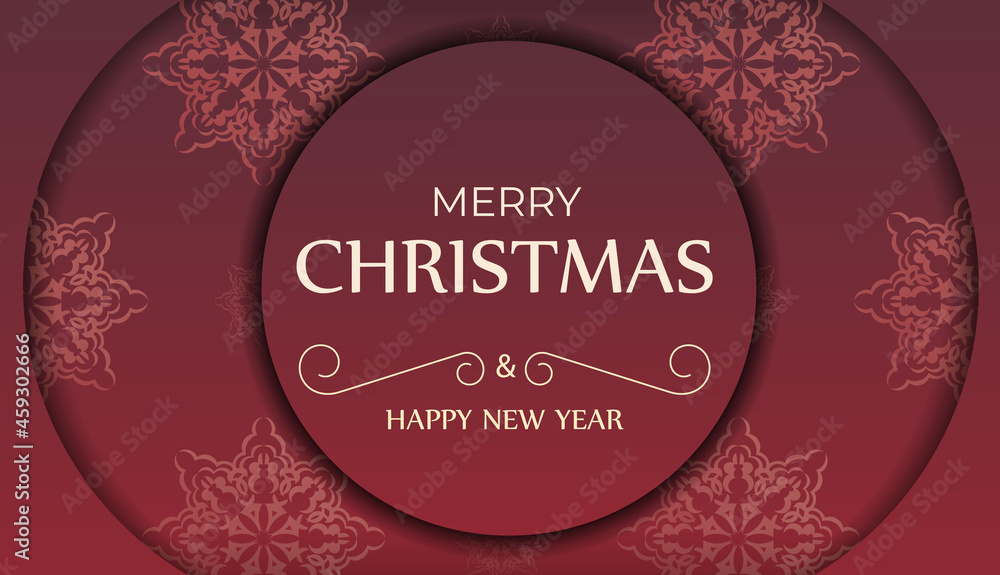 Brochure Template Merry Christmas and Happy New Year Red color with vintage ornament Brochure Template Merry Christmas and Happy New Year Red color with vintage ornament