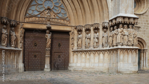 St. Mary's cathedral with Apostles and Prophets figures, Tarragona, Catalonia, Spain