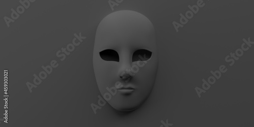 Expressionless theater mask. Copy space. 3D illustration.