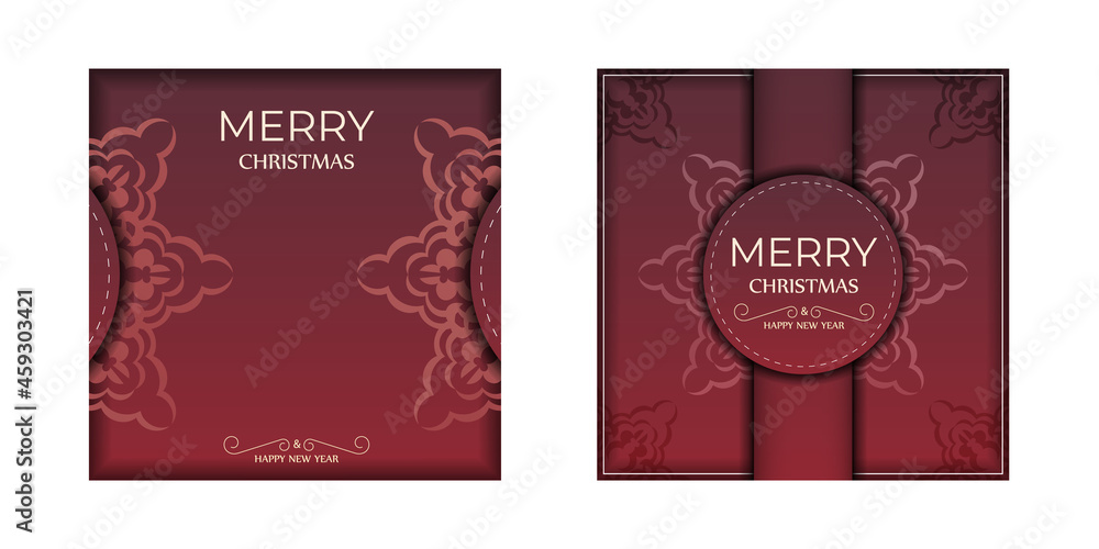 Red Color Merry Christmas Flyer Template with Luxury Pattern Red Color Merry Christmas Flyer Template with Luxury Pattern