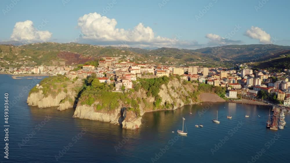 4K aerial - a bird's eye view video (Ultra High Definition) of Agropoli port. Exciting summer seascape of Mediterranean sea. Traveling concept background.. 4K aerial - a bird's eye view video (Ultra High Definition) of Agropoli port. Exciting summer seascape of Mediterranean sea. Traveling concept background..