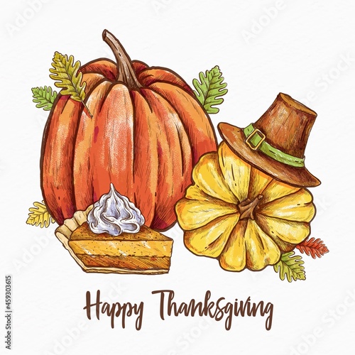 happy hand drawn thanksgiving background vector design illustration