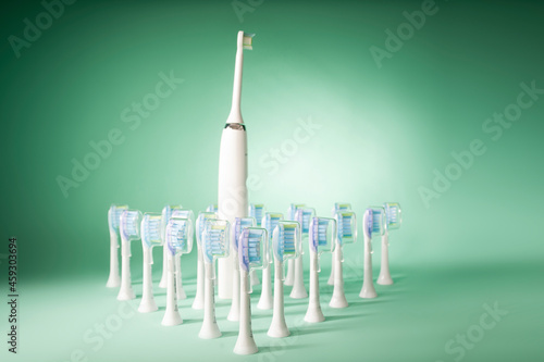 large group of dental toothbrushes