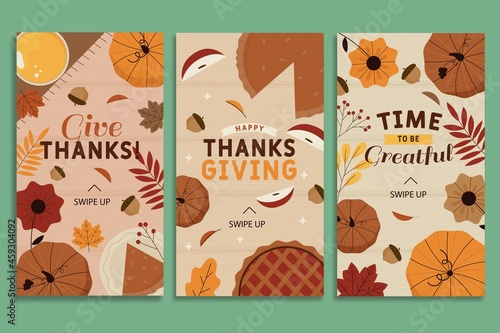 hand drawn thanksgiving instagram stories vector design illustration