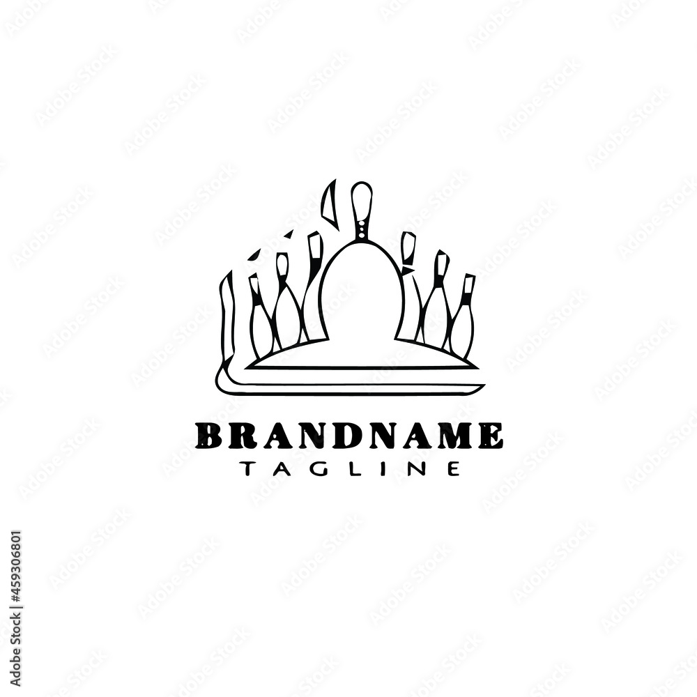 Fototapeta premium flat bowling cartoon logo icon design template black vector illustration