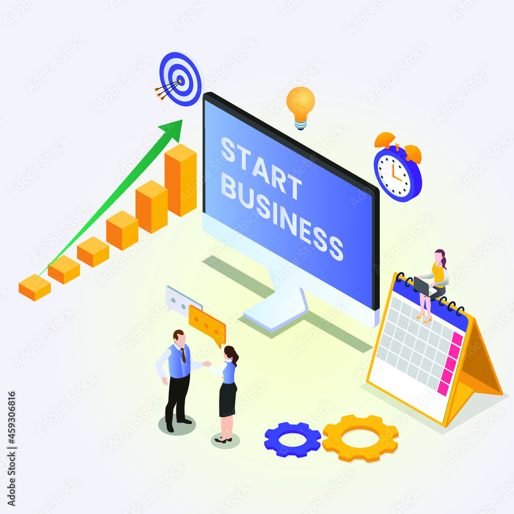 Growing new business 3d isometric vector illustration concept for banner, website, landing page, ads, flyer Growing new business 3d isometric vector illustration concept for banner, website, landing page, ads, flyer