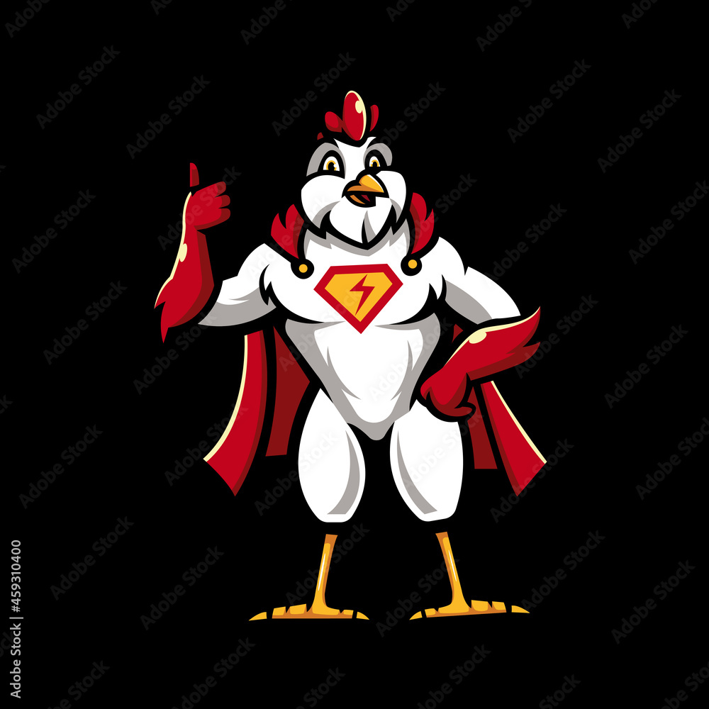 Superhero Chicken mascot logo design illustration vector Stock Vector ...