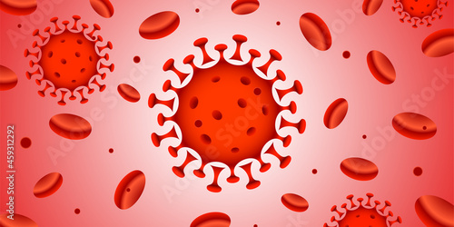 Virus in the blood cells, vector banner.