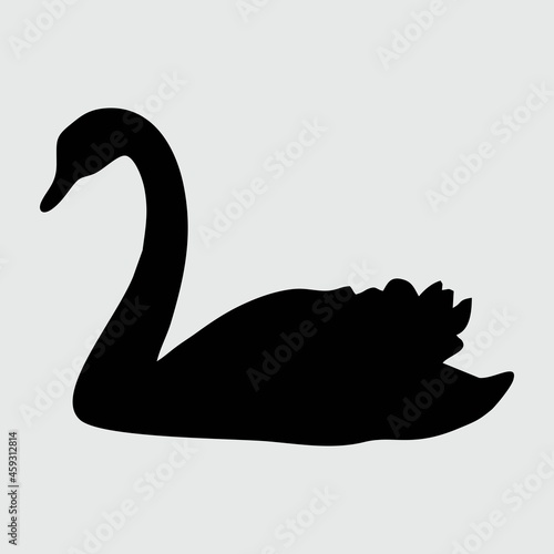 Fototapeta Naklejka Na Ścianę i Meble -  Swan Silhouette, Swan Isolated On White Background