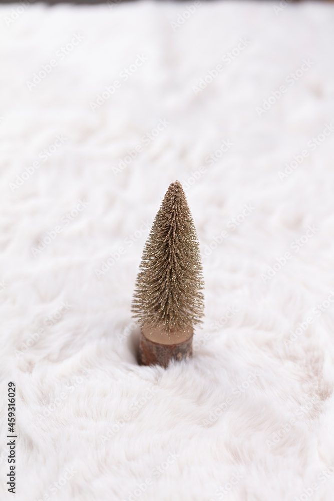 Christmas little trees and wool background Christmas little trees and wool background