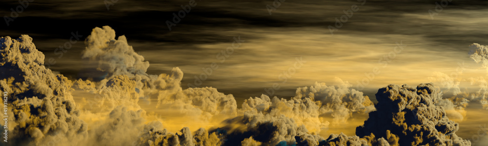 beautiful panorama of cumulus at night background . design nature 3D rendering