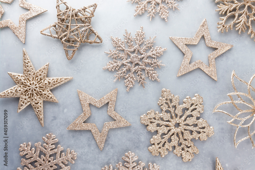 Christmas decor background. Flat lay, top view. Christmas decor background. Flat lay, top view.