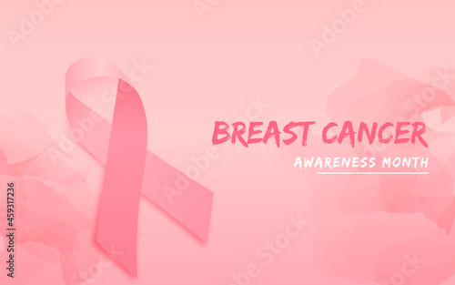 Breast Cancer Awareness Month with Pink Ribbon, Pink Background with Breast cancer ribbon