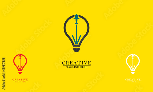 airplane in light bulb logo icon looking for vacation ideas