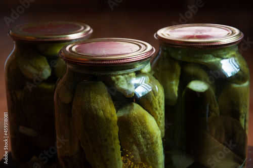 The jar of cucumbers is partially visible. High quality photo