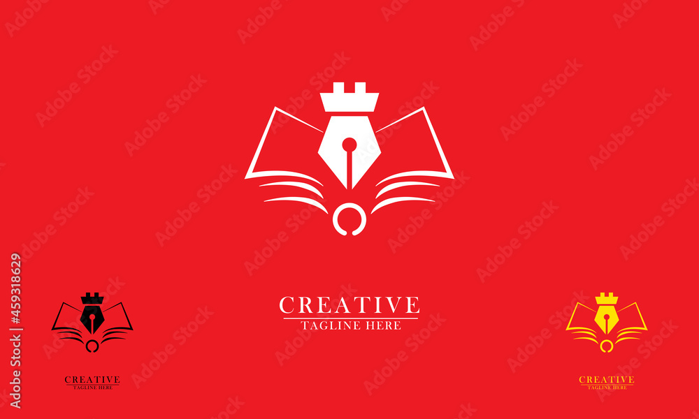 king book and pen education logo icon. king book and pen education logo icon.