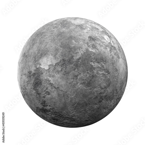 Realistic 3D illustration of the scratched concrete sphere isolated on white background