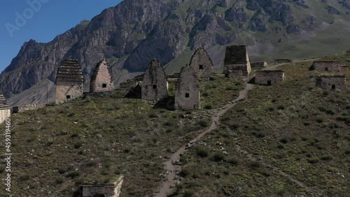 Wallpaper Mural Necropolis fly over video, revealing the river and the mountains view  Torontodigital.ca