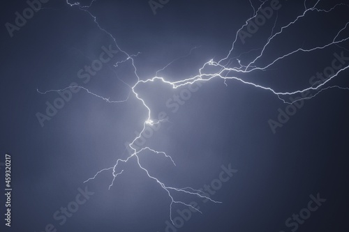 Lightning and thunder pictured during a rainstorm in deccan region of india monsoon season