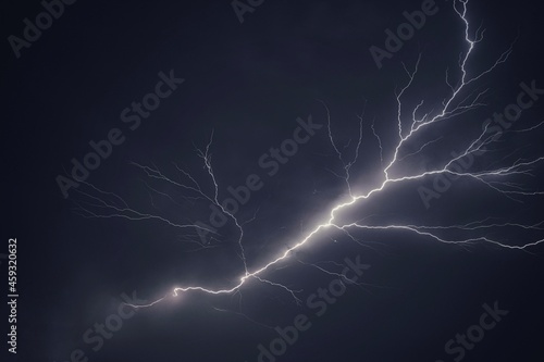 Lightning and thunder pictured during a rainstorm in deccan region of india monsoon season