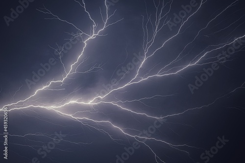Lightning and thunder pictured during a rainstorm in deccan region of india monsoon season