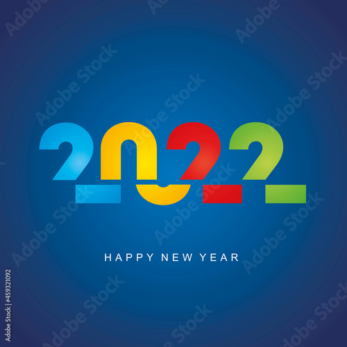 2022 Happy New Year coroful abstract 2022 typography blue background logo icon greeting card photo