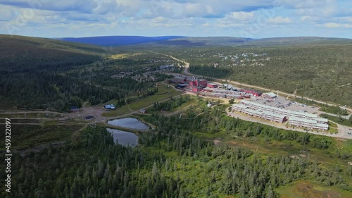 Holiday Apartment And 3-star Hotel In The Mountain Near Ski Resort In Salen, Dalarna, Sweden. - aerial photo