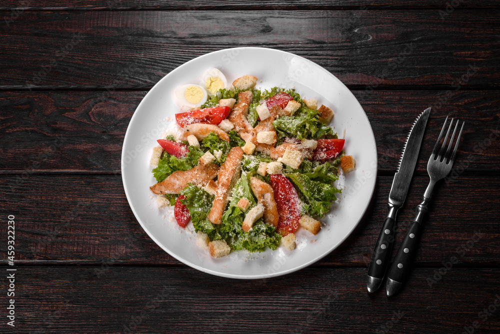 Delicious fresh chicken salad for a festive table Delicious fresh chicken salad for a festive table