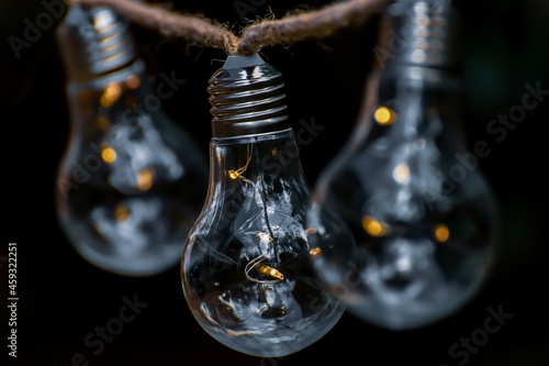 light bulb on black background