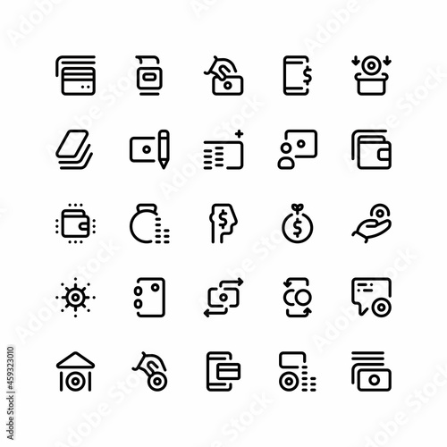 Set of mobile payment bank Outline Icon, Logo, and illustration