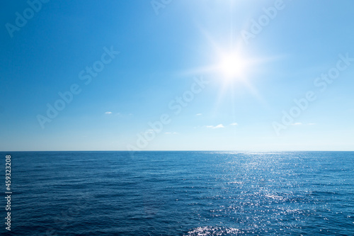 Seascape. Blue sky and white cloud.
