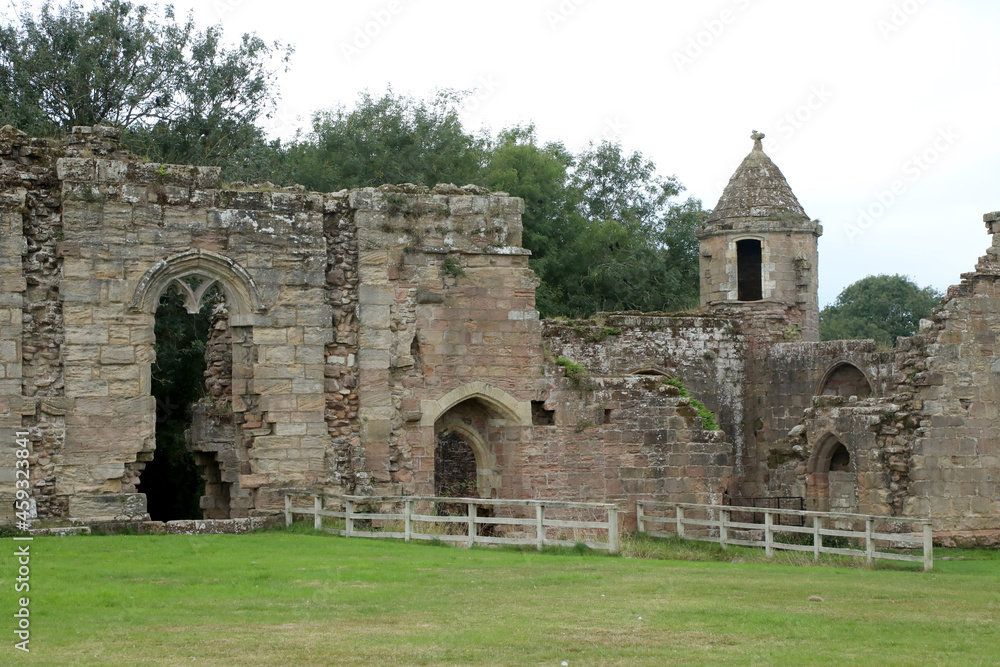 23 September 2021: View of Spofforth Castle in Spofforth, North Yorkshire, England