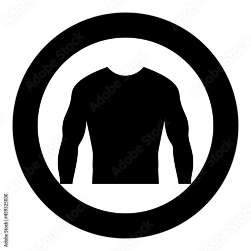 Rashguard Long sleeves top icon in circle round black color vector illustration solid outline style image