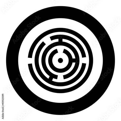 Round labyrinth Circle maze icon in circle round black color vector illustration solid outline style image