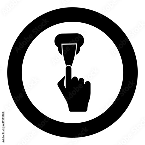 Wall putties Fix putty knife using spatula in hand arm Spackling instrument for caulk stucco icon in circle round black color vector illustration solid outline style image