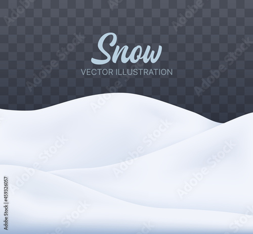 Snowy landscape isolated. Vector winter background with snowy hills. Christmas background.